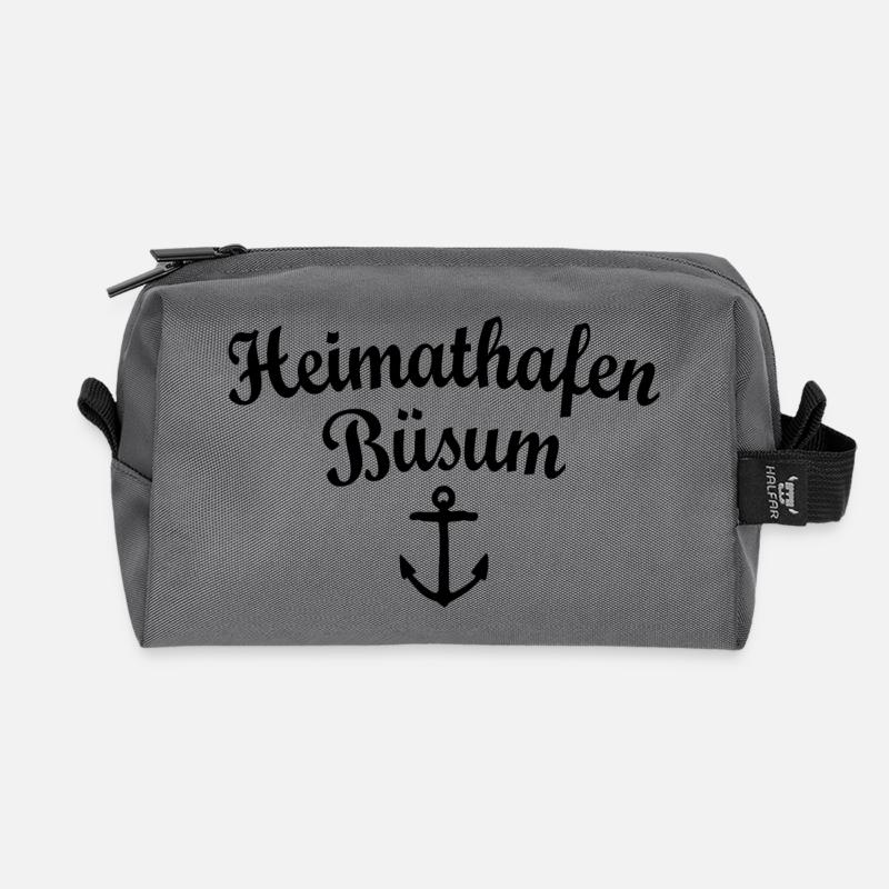 Heimathafen Büsum (Schwarz) - Recycelte Kulturtasche - Anthrazit