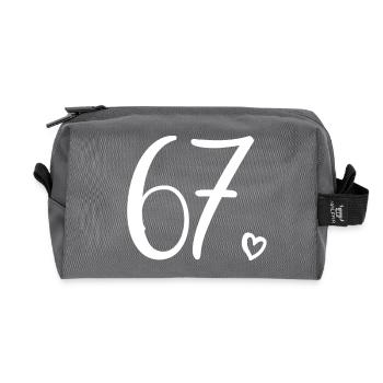Cute Number 67, 67 Years Old, 67th Birthday Gift - Recycled Toiletry Zip Bag - anthracite - Front