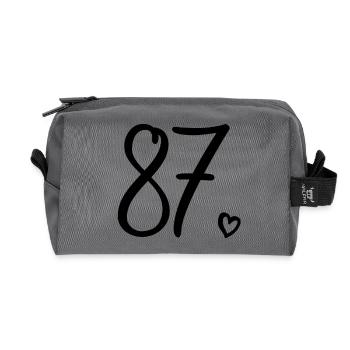 Cute Number 87, 87 Years Old, 87th Birthday Gift - Recycled Toiletry Zip Bag - anthracite - Front