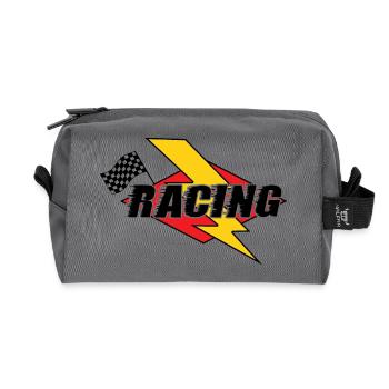 Racing Lightning Bolt & Flag - Recycled Toiletry Zip Bag - anthracite - Front