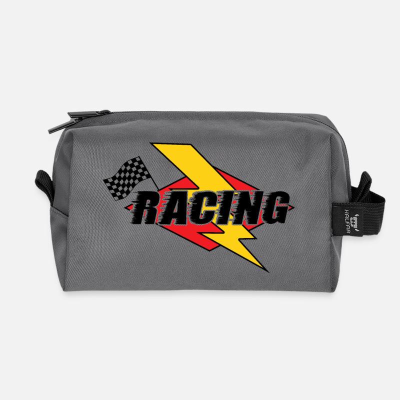 Racing Lightning Bolt & Flagge - Recycelte Kulturtasche - Anthrazit