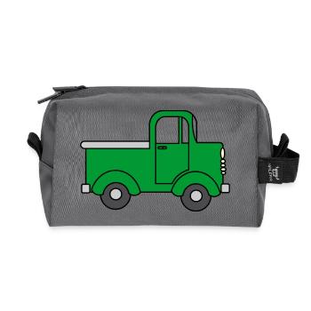 Camion vert joyeux, voiture jouet - Trousse de toilette en tissu recyclé - anthracite - Devant