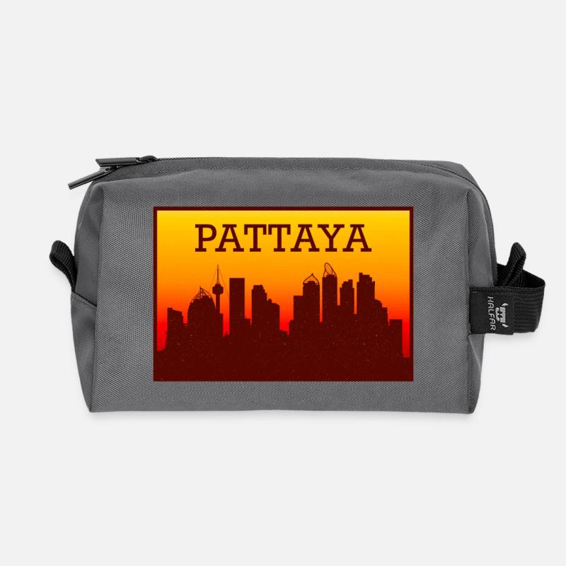 Pattaya Skyline Sonnenuntergang - Recycelte Kulturtasche - Anthrazit