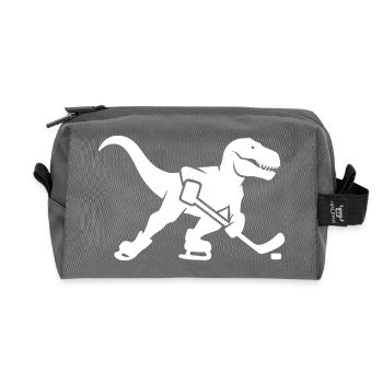T-Rex Dino Silhouette de joueur de hockey sur glace Minimalisti - Trousse de toilette en tissu recyclé - anthracite - Devant