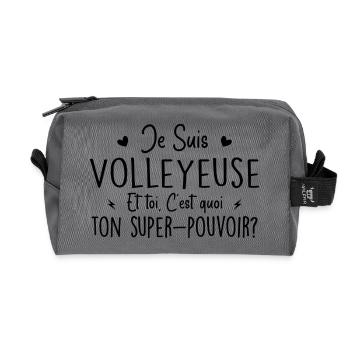 Je suis Volleyeuse. C'est quoi ton super pouvoir ? - Trousse de toilette en tissu recyclé - anthracite - Devant