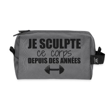 I sculpt this body, bodybuilding, muscles, humor - Recycled Toiletry Zip Bag - anthracite - Front