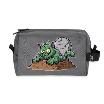 Gruseliger Katzenzombie mit Grabstein - Recycelte Kulturtasche - Anthrazit - Vorne