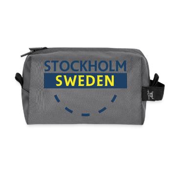 Stockholm Sweden Wordmark Blue Yellow - Recycled Toiletry Zip Bag - anthracite - Front