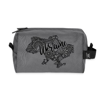 Ukraine Map Mandala Kiev Slavic Culture - Recycled Toiletry Zip Bag - anthracite - Front