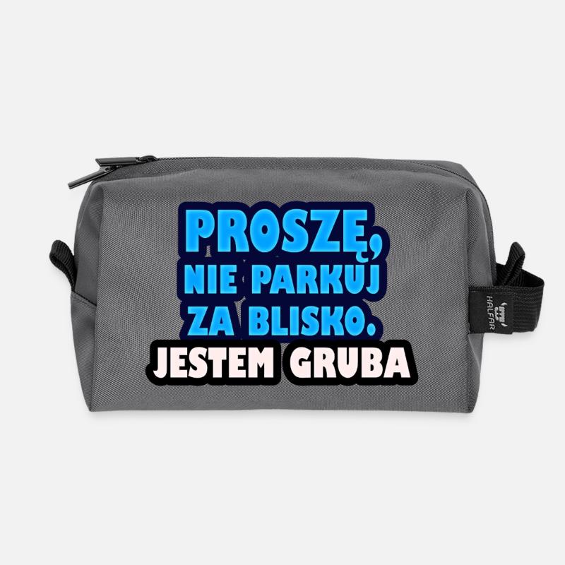 Bitte parken Sie nicht zu nah. Ich bin fett. - Recycelte Kulturtasche - Anthrazit