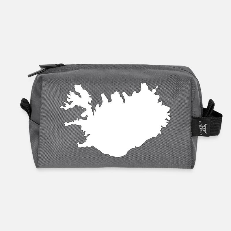 Island-Karten-Silhouetten-Illustration - Recycelte Kulturtasche - Anthrazit