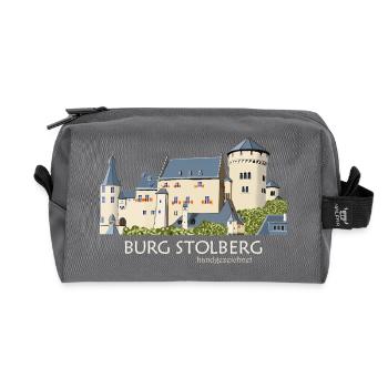Stolberg Castle Illustration Hand Drawing - Recycled Toiletry Zip Bag - anthracite - Front