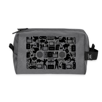 Silhouette cassette des années 80 - Trousse de toilette en tissu recyclé - anthracite - Devant