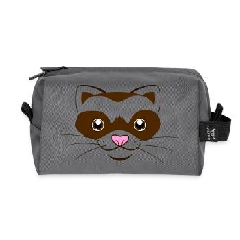 Visage de furet mignon, costume graphique de belette drôle - Trousse de toilette en tissu recyclé - anthracite - Devant