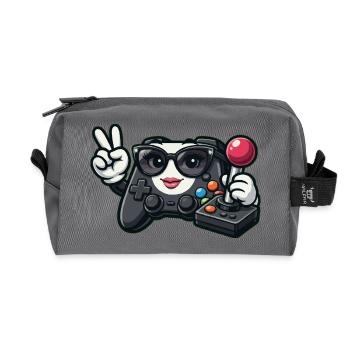Kawaii Game Controller Peace Sign - Recycled Toiletry Zip Bag - anthracite - Front