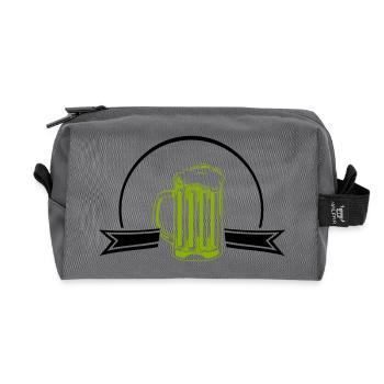 Grüner Neon Bierkrug Outline - Recycelte Kulturtasche - Anthrazit - Vorne