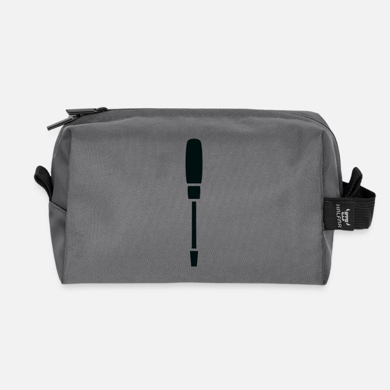 Minimalist Screwdriver – Tool Art - Recycled Toiletry Zip Bag - anthracite