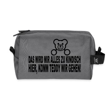all this is me too childish here, come on teddy - Recycled Toiletry Zip Bag - anthracite - Front