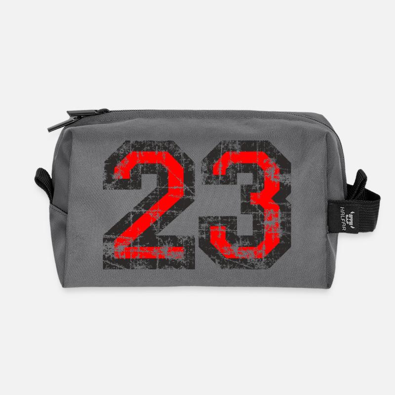 Zahl 23 (Vintage Rot) 23. Geburtstag Nr. 23 - Recycelte Kulturtasche - Anthrazit