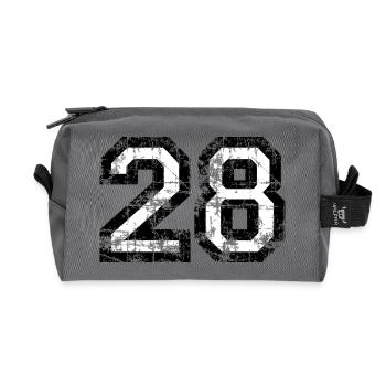 Zahl 28 (Vintage Weiß) 28. Geburtstag N. 28 - Recycelte Kulturtasche - Anthrazit - Vorne