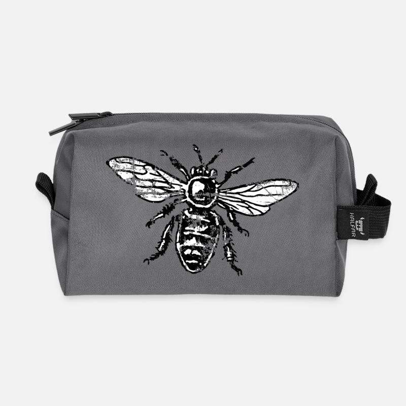 Bee Honeybee - Recycled Toiletry Zip Bag - anthracite
