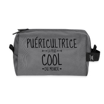 puéricultrice / puériculture / enfant / bébé - Trousse de toilette en tissu recyclé - anthracite - Devant