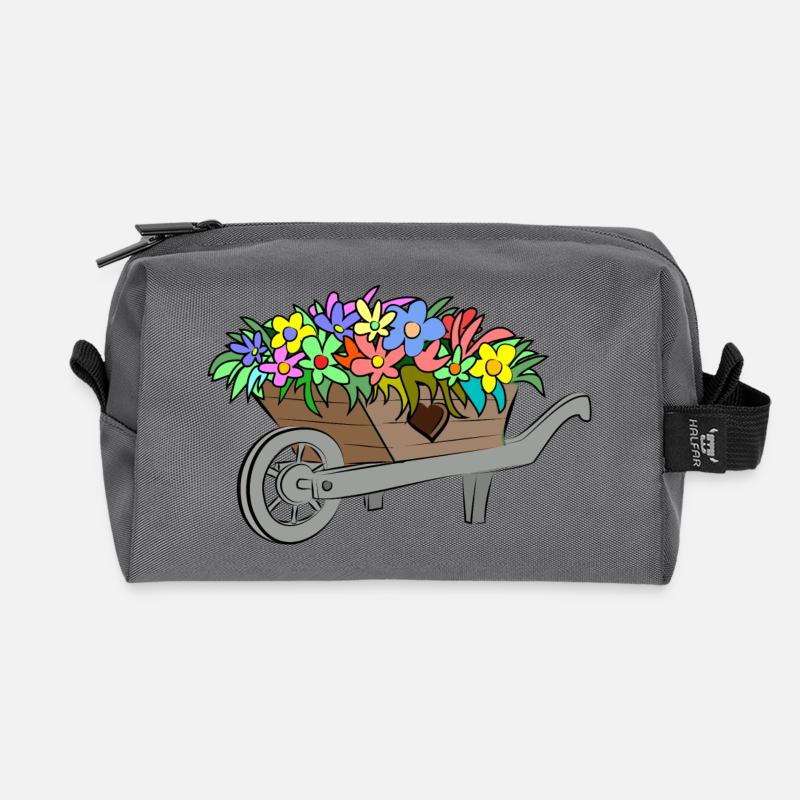 Blumen Frühling - Recycelte Kulturtasche - Anthrazit