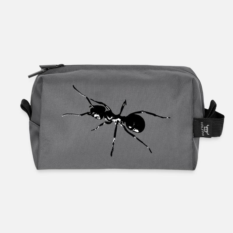 Ameise schwarz / weiss / grafik - Recycelte Kulturtasche - Anthrazit