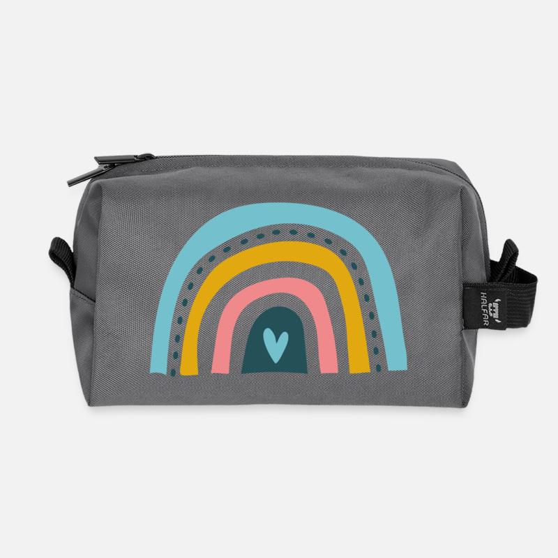 Rainbow with heart - Recycled Toiletry Zip Bag - anthracite