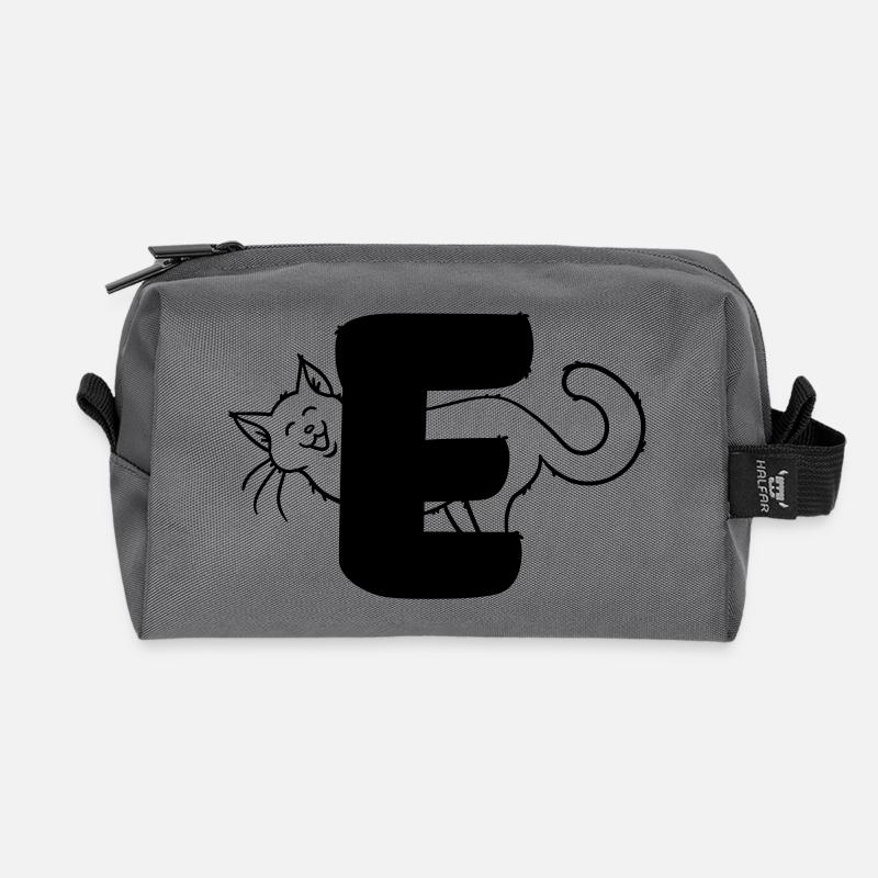 Katze Buchstabe F - Recycelte Kulturtasche - Anthrazit