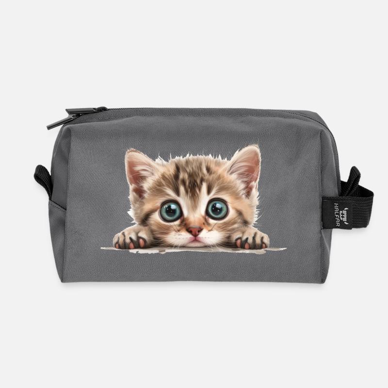 Peekaboo Kätzchen süßes Kätzchen große Augen - Recycelte Kulturtasche - Anthrazit