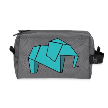 Origami Elephant - Recycled Toiletry Zip Bag - anthracite - Front