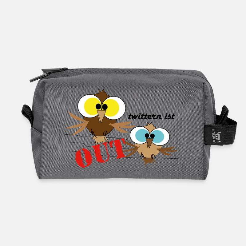 Zwitschernde Vögel - Recycelte Kulturtasche - Anthrazit