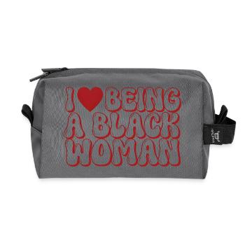 Proud Black Woman Bubble Letter Design - Recycled Toiletry Zip Bag - anthracite - Front