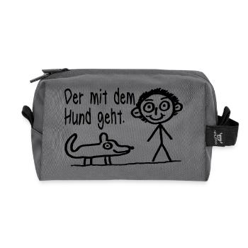 Der mit dem Hund geht Hundehalter Hundeliebhaber - Recycelte Kulturtasche - Anthrazit - Vorne