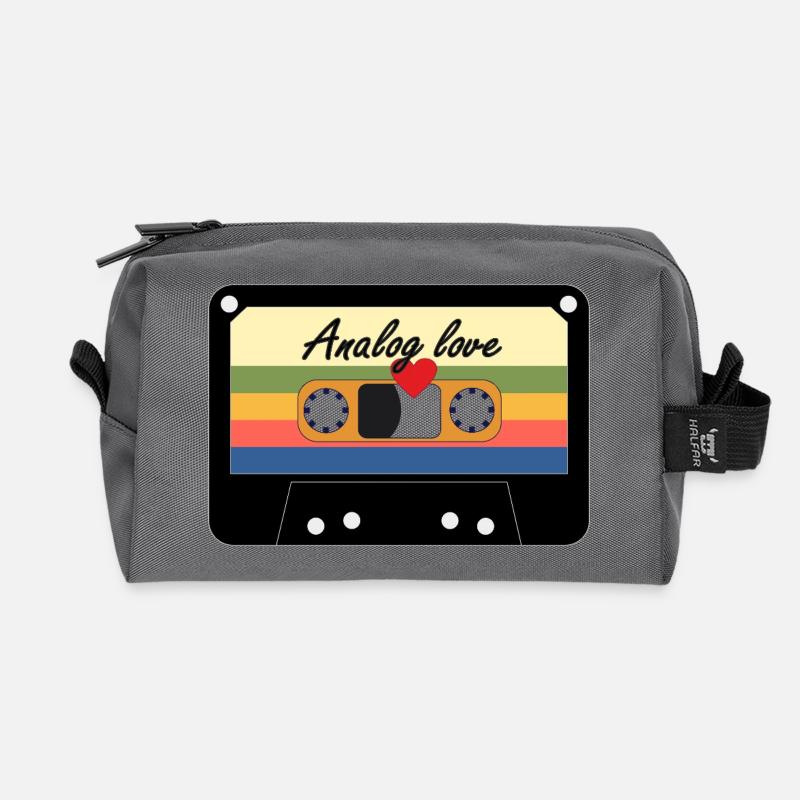 Analog Love Retro Cassette - Recycled Toiletry Zip Bag - anthracite