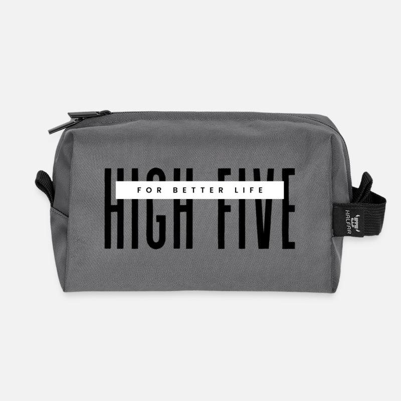 High Five for better life - Recycled Toiletry Zip Bag - anthracite