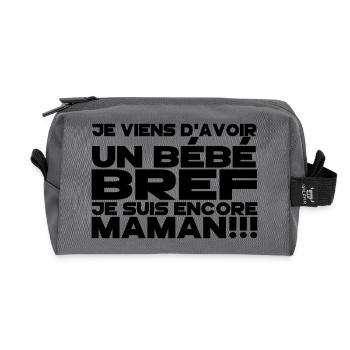 bref je suis encore maman 2 - Trousse de toilette en tissu recyclé - anthracite - Devant