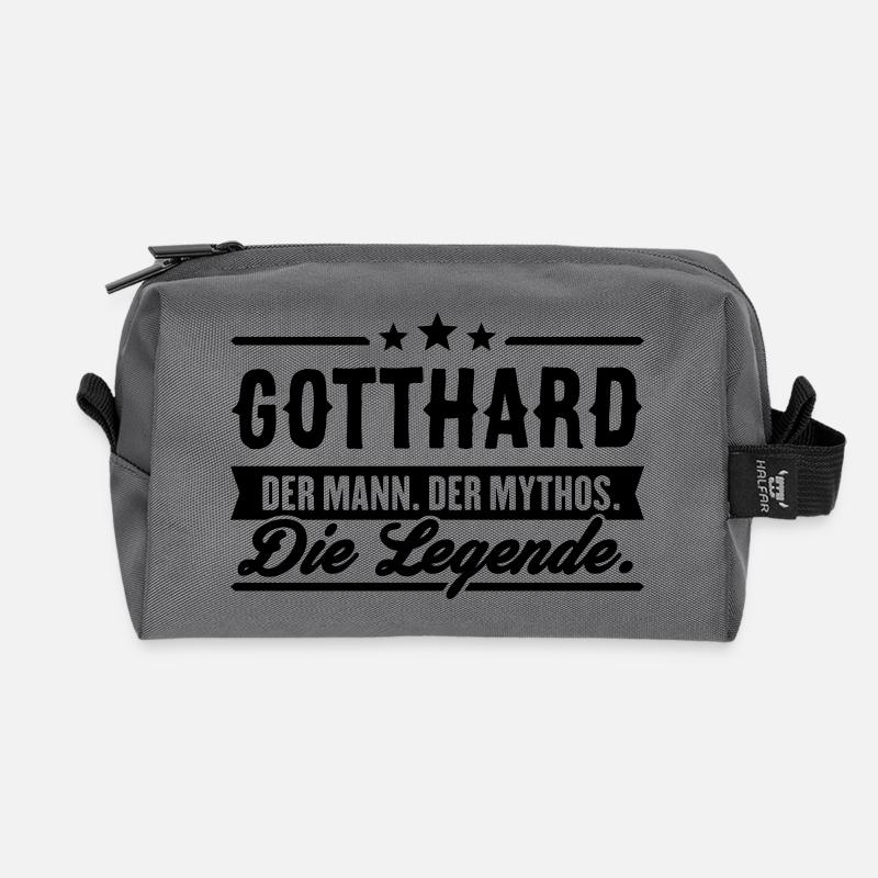 Mann Mythos Legende Gotthard - Recycelte Kulturtasche - Anthrazit
