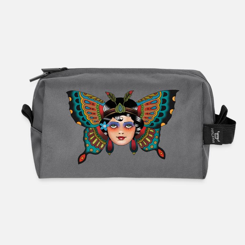 butterfly - Recycled Toiletry Zip Bag - anthracite