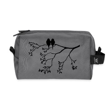 Vogelpaar on thin branch - Recycled Toiletry Zip Bag - anthracite - Front
