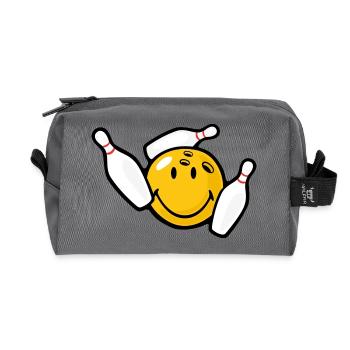 Smiley Pin Bowling - Recycled Toiletry Zip Bag - anthracite - Front