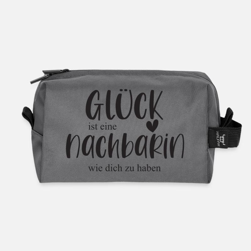 Nachbarin Geschenk Glück Nachbar Danke - Recycelte Kulturtasche - Anthrazit