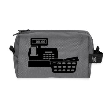 Cash register for supermarket logo with shopping cart - Recycled Toiletry Zip Bag - anthracite - Front