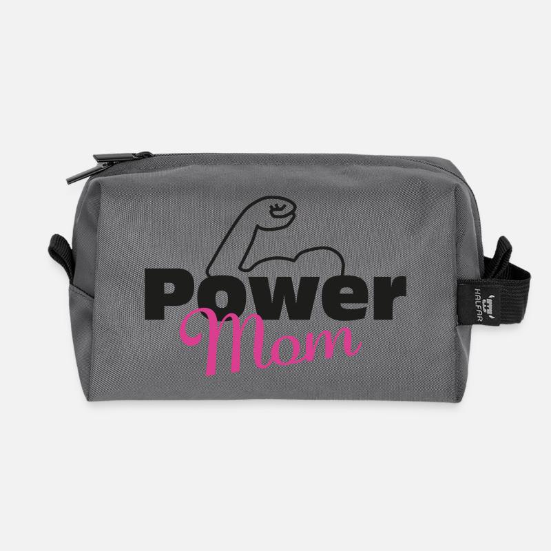 Power Mom black-pink - Recycled Toiletry Zip Bag - anthracite