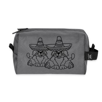 Chapeau Sombrero Chat Culture Mexicaine Chaton - Trousse de toilette en tissu recyclé - anthracite - Devant