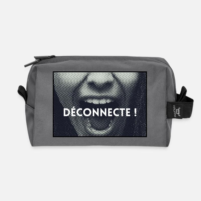 Message - Déconnecte ! - Trousse de toilette en tissu recyclé - anthracite