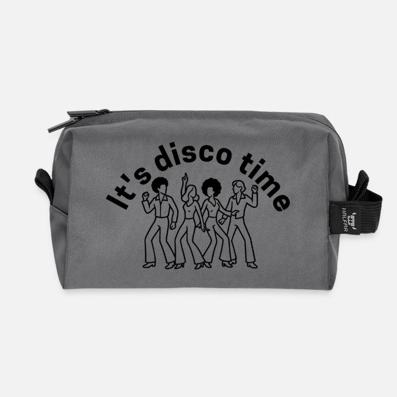 It s disco time - Recycled Toiletry Zip Bag - anthracite