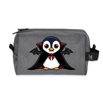 Süßer Halloween Pinguin Vampir Cartoon Chibi - Recycelte Kulturtasche - Anthrazit - Vorne
