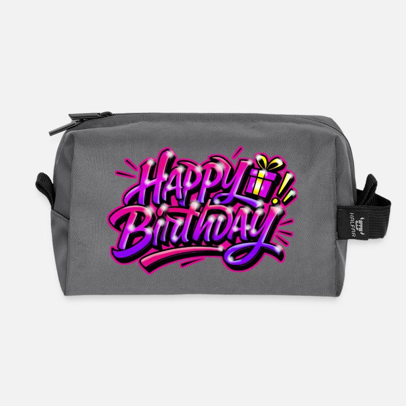 Herzlichen Glückwunsch zum Geburtstags-Graffiti-Geschenk - Recycelte Kulturtasche - Anthrazit